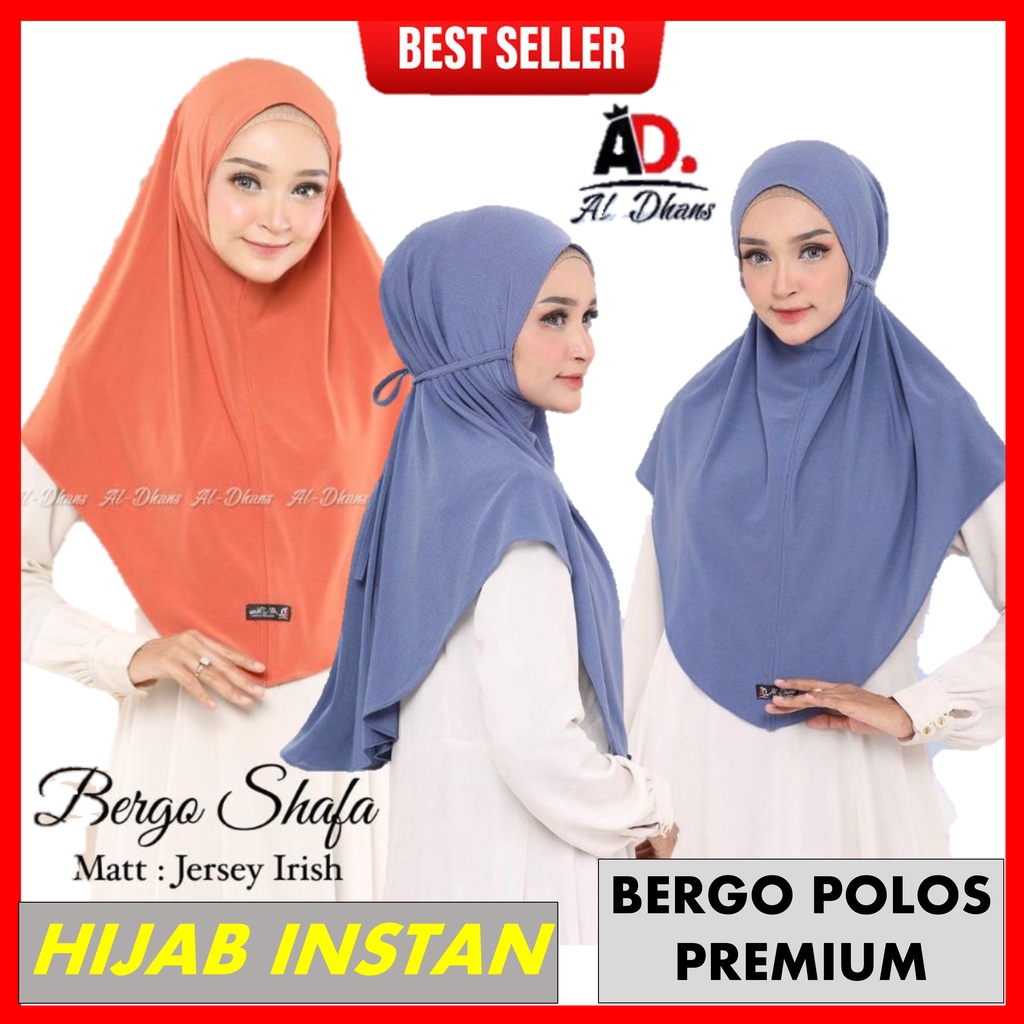 Jilbab Bergo Shafa Premium Original By AlDhans Hijab Instan Jersey Polos