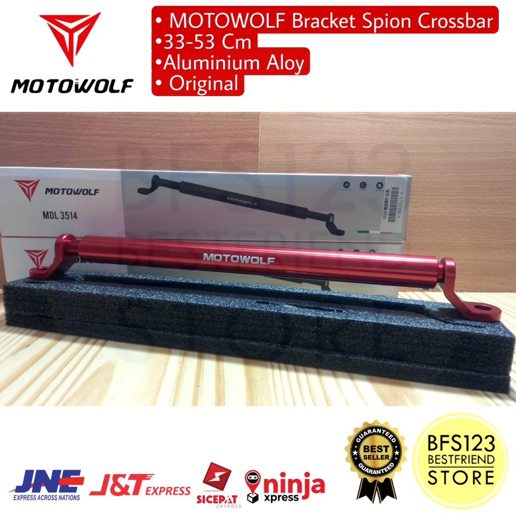 MOTOWOLF Bracket Spion Crossbar Multifungsi 33-53 Cm Aluminium Aloy