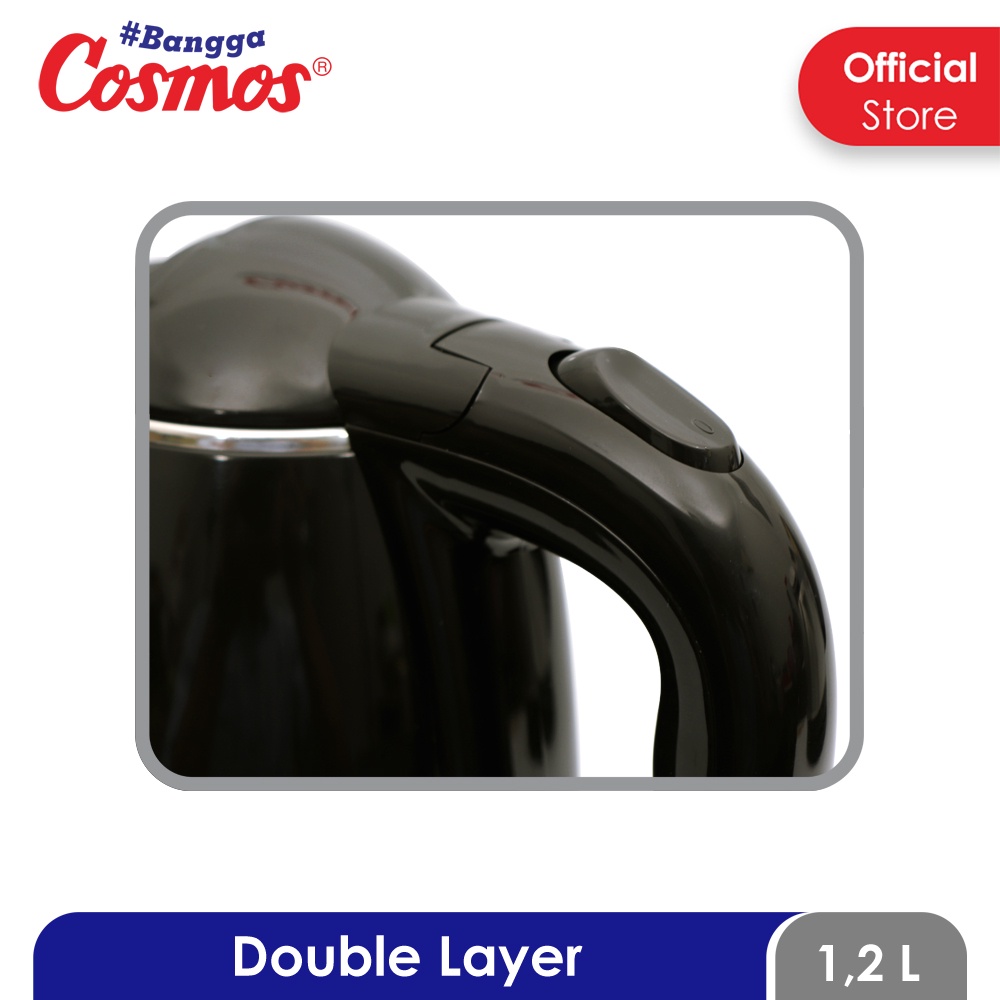 Teko Cosmos CTL-210 1.2 L  600W electric kettle jug pemanas air double wall otomatis
