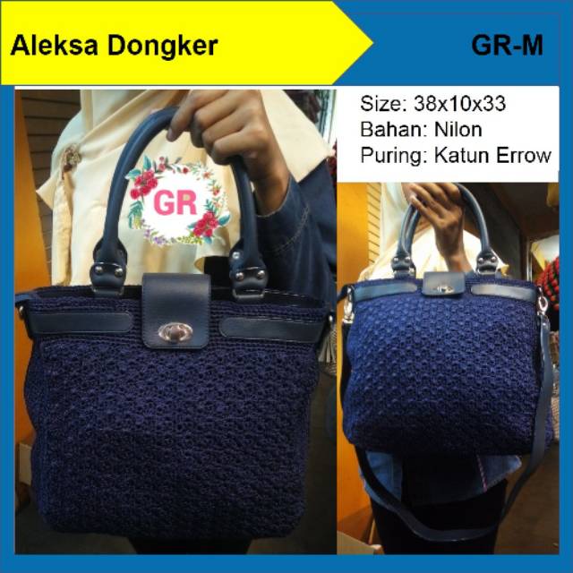 Tas Rajut Wanita Alexa Biru Dongker Handbag Jinjing Selempang