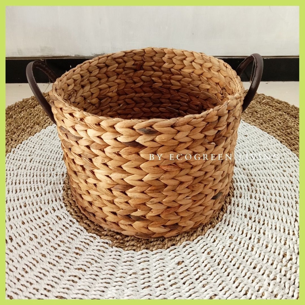 BE01 Round Handle Bulat / Storage box / Laundry Basket / Storage Box Keranjang Bulat Anyaman Enceng