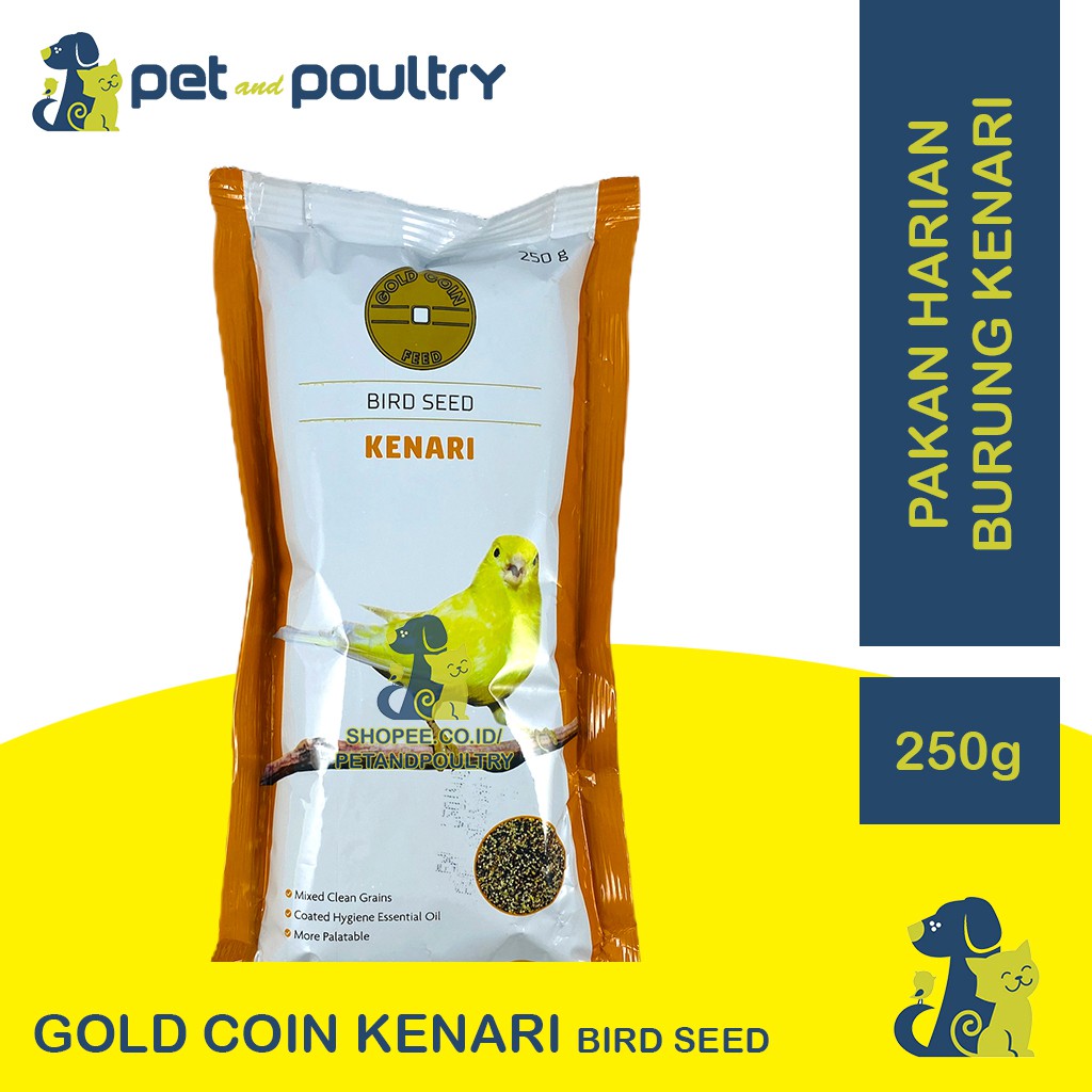 Jual Gold Coin Kenari 250 Gr Biji Pakan Makanan Harian Burung Kenari