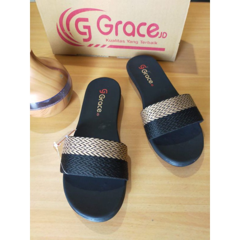 Sandal Grace ( Rajut selop ) Hitam Cream