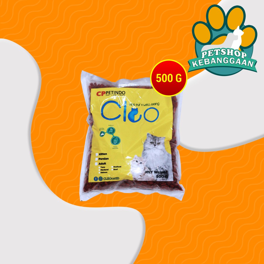 Makanan Kucing Cleo Tuna &amp; Salmon Adult Repack 500gr Cat Food