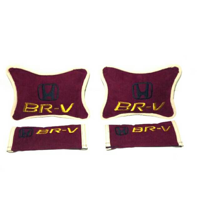 Honda BRV Bantal aksesoris mobil maroon cream