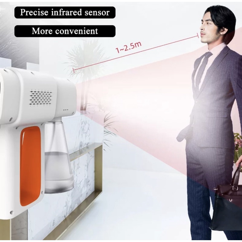 Nano Spray Gun Disinfectant Mist Wireless Pro GD8 Sensor Embun UV Light 380 ml