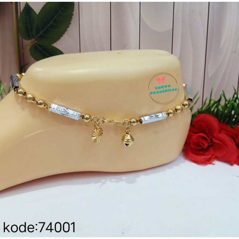 GELANG KAKI BIJI LADA KOMBINASI TITANIUM LAPIS EMAS 18k 74004.17-5.74001