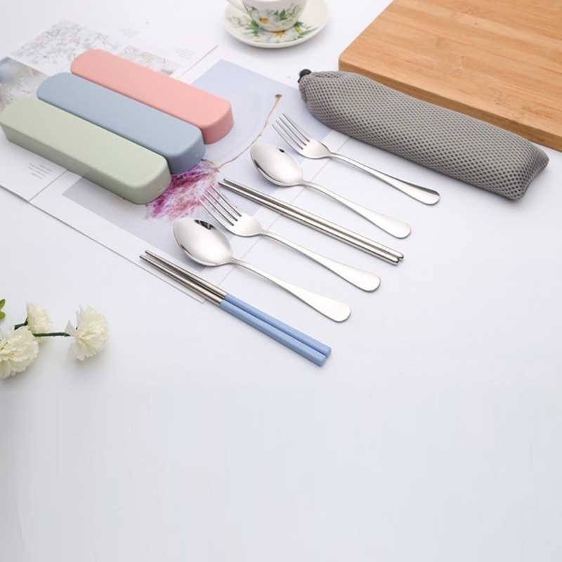 Sendok Set Garpu Sumpit Alat Makan Spoon Travel Stainless Cutlery