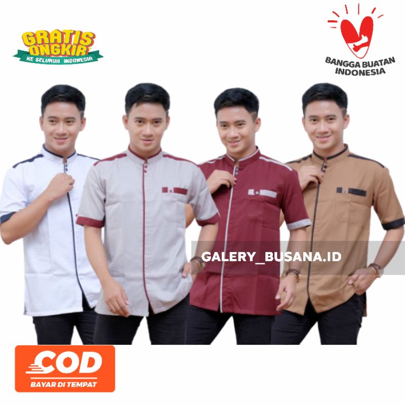 Baju Koko Pria Lengan Pendek // Baju koko pria // Fashion Muslim pria