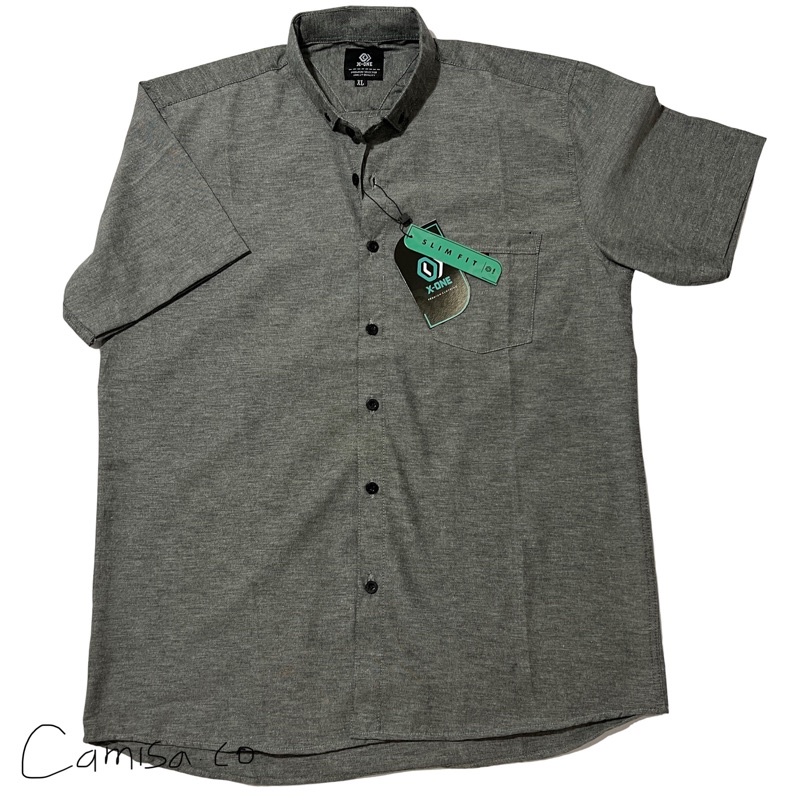 KEMEJA PRIA POLOS LENGAN PENDEK camisa.co WARNA ABU KATUN OXFORD HEM PRIA PENDEK PREMIUM QUALITY ATA