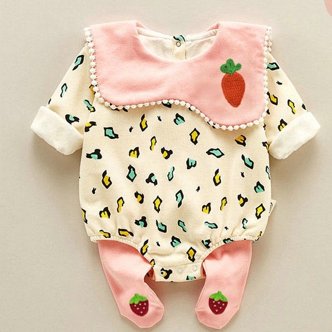 jumpsuit Bayi Lucu Fashion Set Anak Bayi Perempuan Baru Lahir Pakaian dan Legging V38-73/Pink-6-9 Bulan