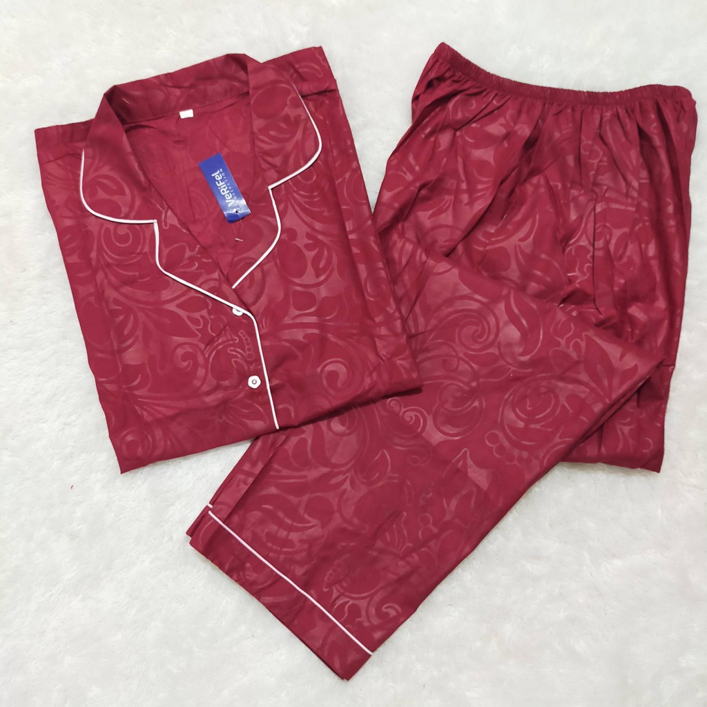 VeriFel Piyama Dewasa - JUMBO Promo Murah Setelan CP Fit 75-85kg / 3L-CP Embos Sulur Maron