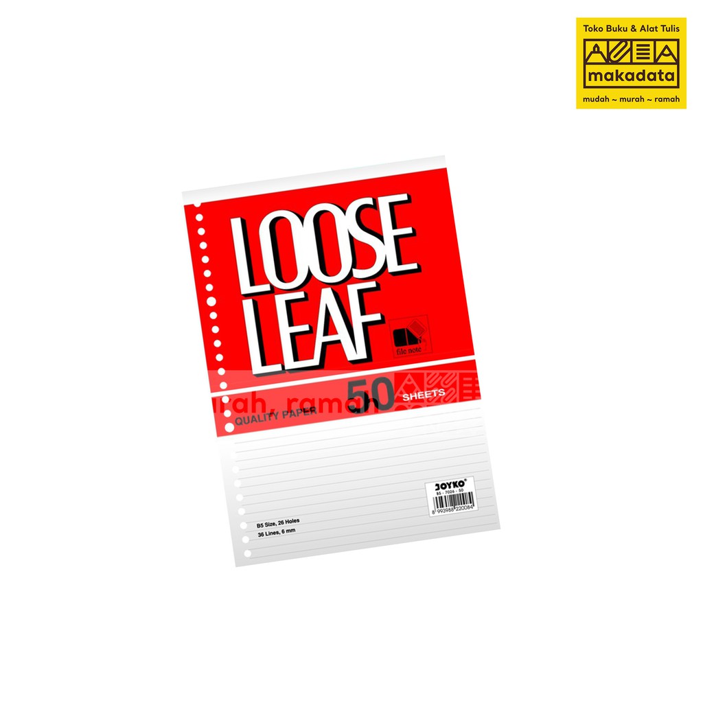 

LOOSE LEAF / KERTAS BINDER B5-50 GARIS JOYKO MURAH
