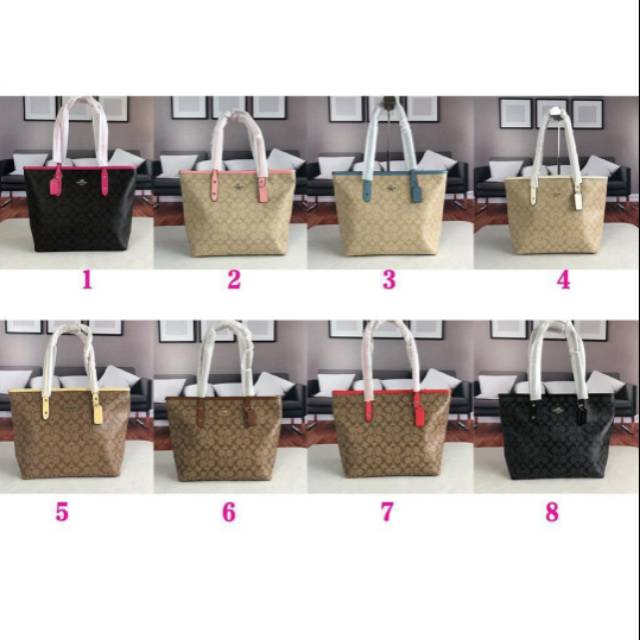 Coach signature zip tote