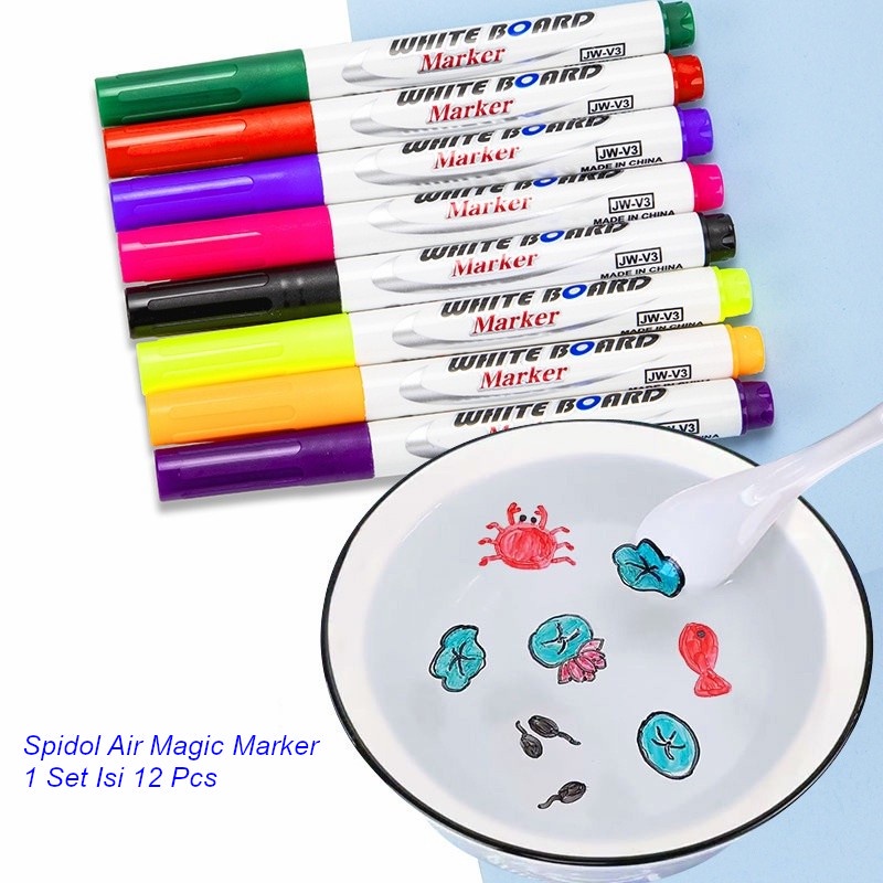 KeiKei Spidol Air Ajaib Magic Marker Mainan Sepidol Air Mengapung 1 Set Isi 12 Pcs