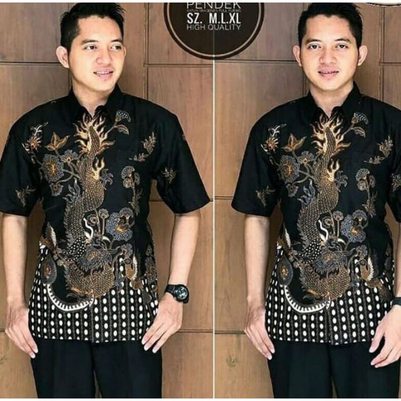  KEMEJA  BATIK  PRIA LENGAN PENDEK SIZE M L XL XXL BSWART 