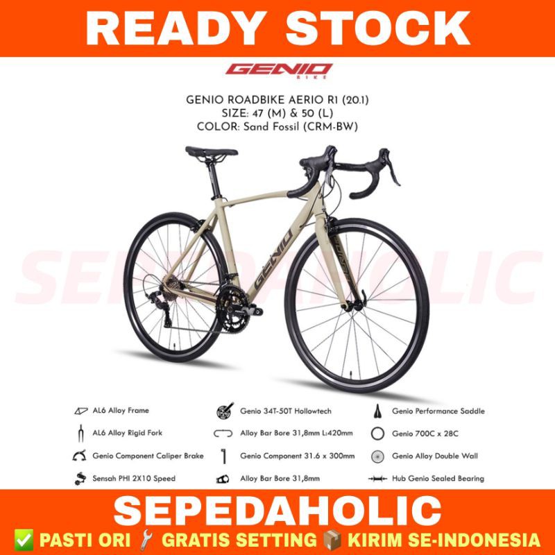 Roadbike GENIO AERIO R1 Sepeda Balap 700C Alloy 2x10 Speed Hollowtech Garansi Resmi 5 Tahun
