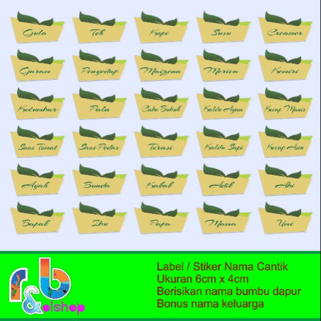 

Label nama dapur / stiker nama / label produk