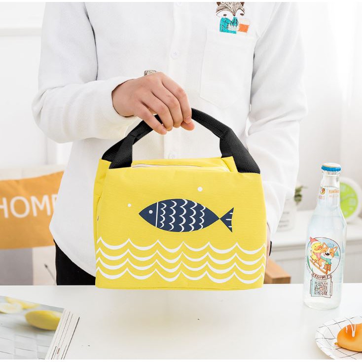 BABY STORE01 - TB106 WATERPROOF TRAVEL LUNCH BAG FISH PATTERN / TAS BEKAL TAHAN PANAS &amp; DINGIN