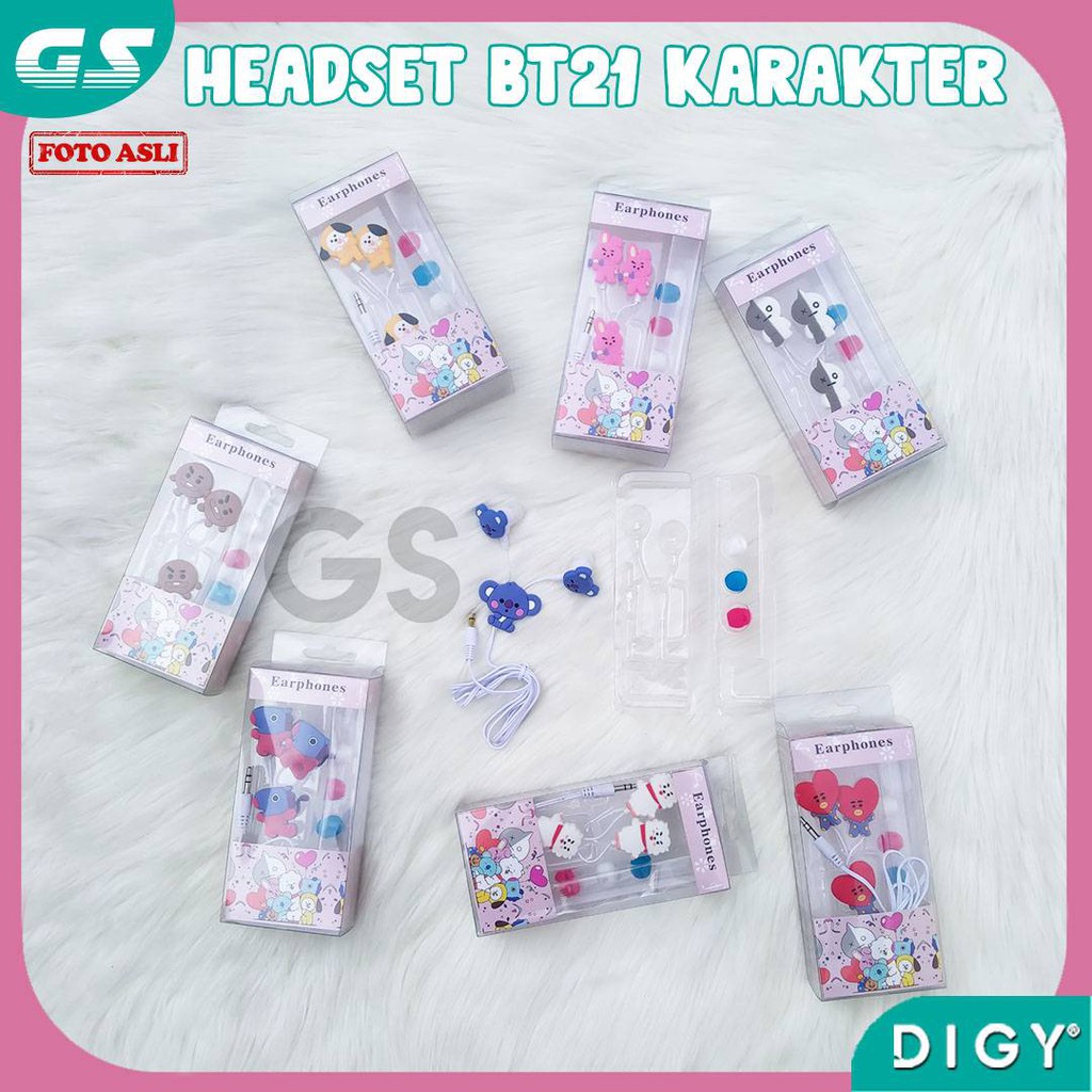 Earphone / Headset Plus Mic Cartoon lucu Karakter Kartun