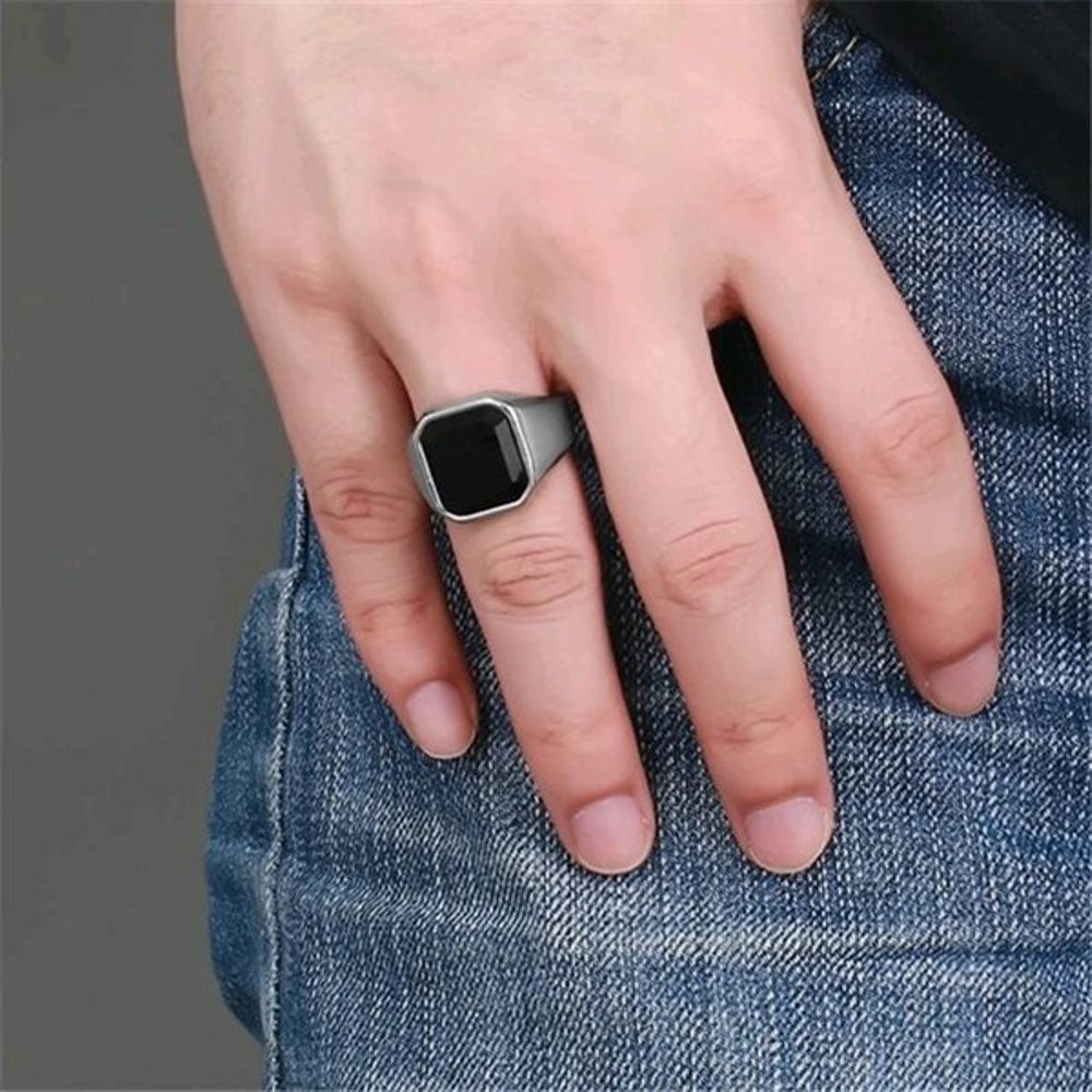 [Bayar di Tempat] CINCIN PRIA SUPER KEREN BLACK ONYX ASLI - SUPER EKSLUSIF