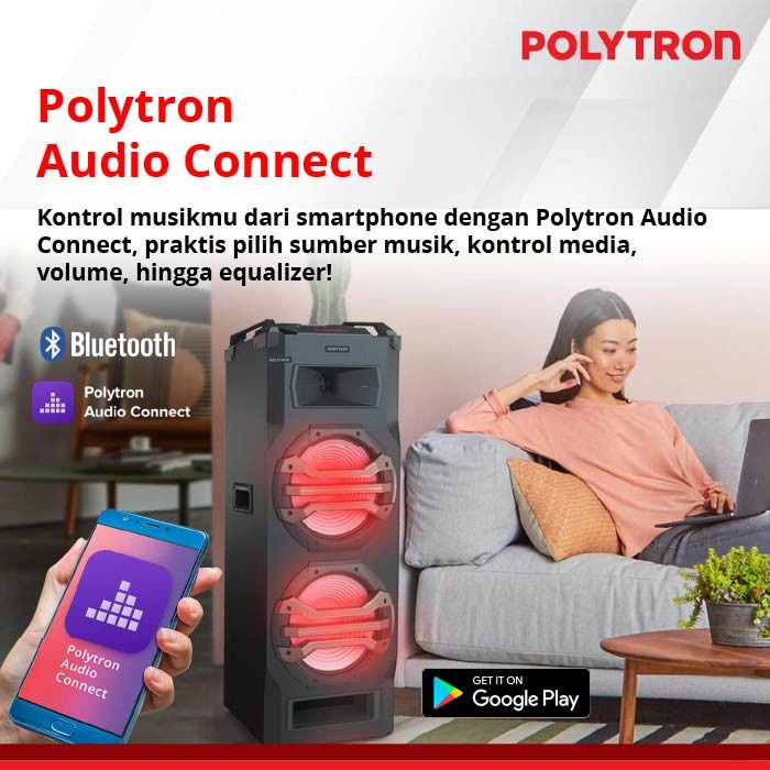 Speaker Polytron PTS2K25 Gratis 2 Wireless Mic / Trolley Speaker Polytron / Speaker Portable