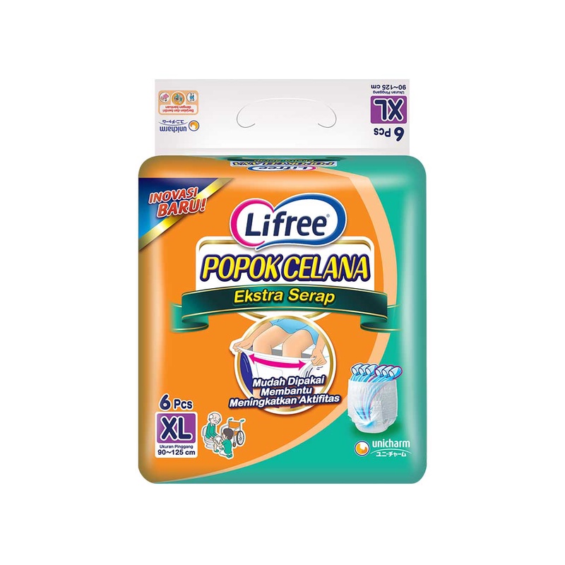 lifree popok celana extra 6's extra large (popok dewasa)