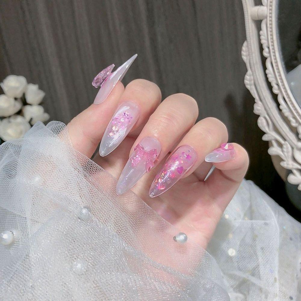 Rebuy Jelly Ikatan Simpul Pesona Kuku Elegan Kuku Salon Kuku Kecantikan Hiasan Kuku Nail Rhinestones DIY Bahan Kuku 3D Nail Charms