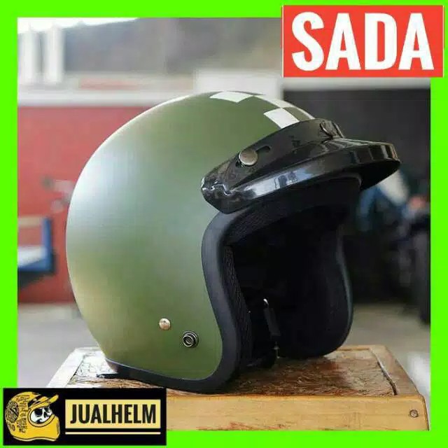 Helm Retro SADA Checkered ( Helm Classic / Helm Klasik / Helm Bogo / Helm Vespa )