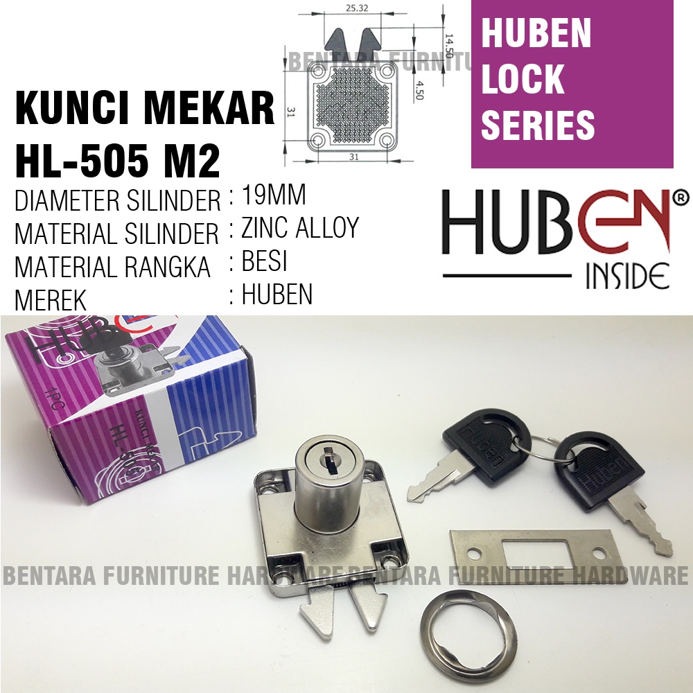 Huben HL-505 M2  Lock Kunci Mekar Pintu Lemari Geser Sliding