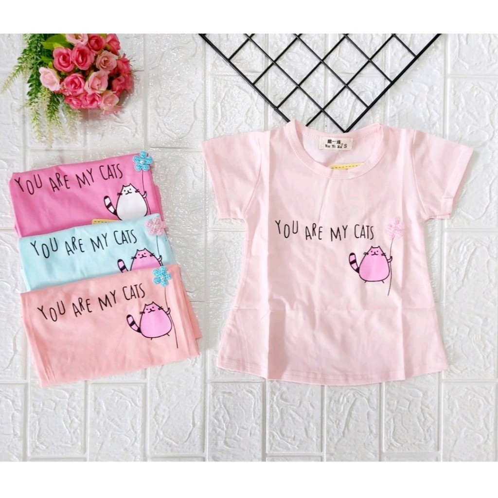 Paket 4 Pics Kaos Anak Bayi Perempuan Umur 3 Bulan - 3 Tahun Kaos Anak Import Premium