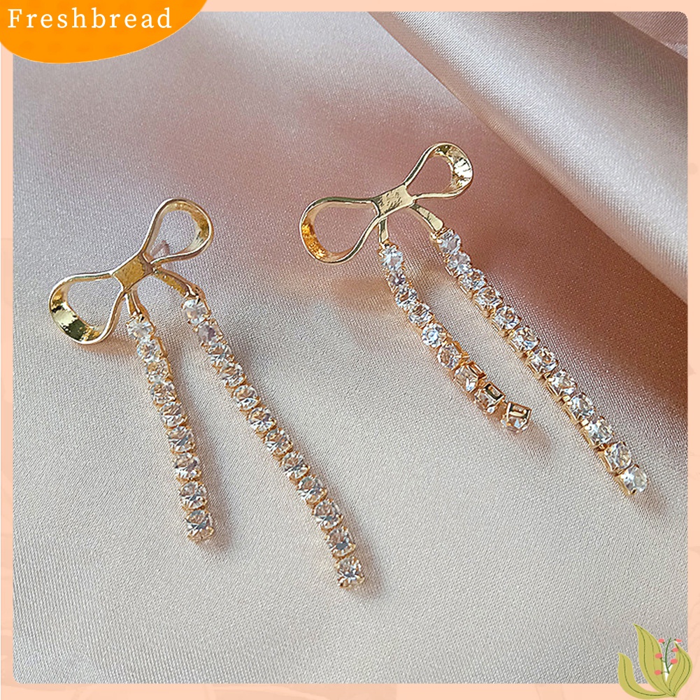 Fresh| Anting Tusuk Gantung Wanita Bahan Alloy Desain Pitarumbai Panjang Gaya Elegan Berkilau Untuk Hadiah