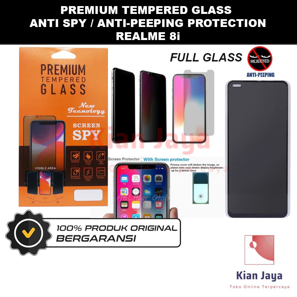 Tempered Glass Realme 8i Anti Spy Privacy Peep Screen Protector Full Glass Antispy Anti Gores Kaca