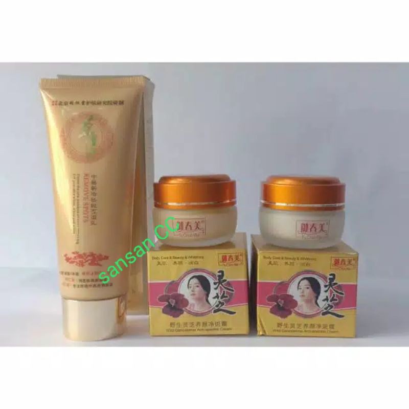 Paket Cream Yu Chun Mei Gold Import Ganoderma + Cleanser cordy gold