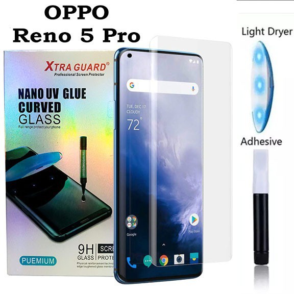 UV Glass Oppo Reno 5 Pro Reno 5 Pro Plus 6.55 inchi Tempered Glass 3D Curve FULL SCREEN Nano UV FULL