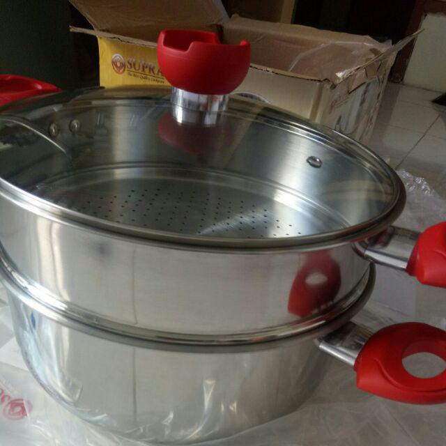 Supra Steamer 28cm / Panci Kukus 2 Susun Diameter 28cm Stainless