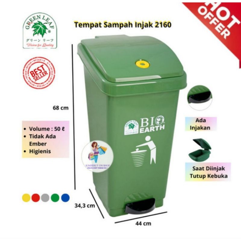 Jual Tempat Sampah Bio Injak Segi 50 Literpedal Dustbin 50 Liter 2160 Green Leaf Shopee Indonesia 7895