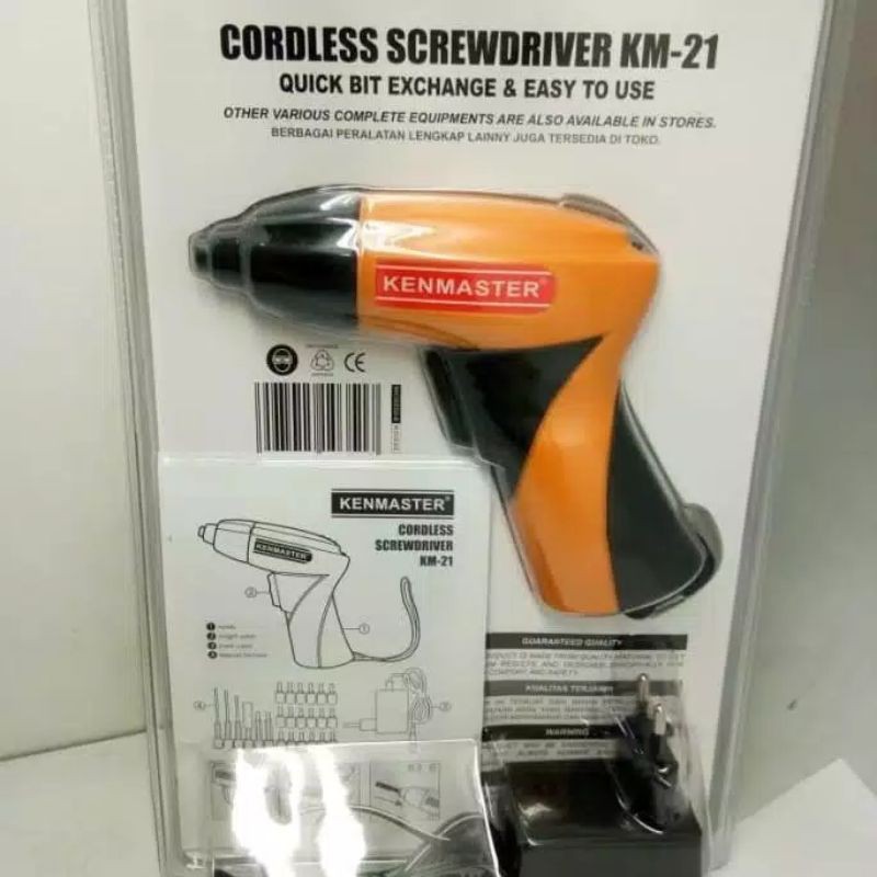 Kenmaster , KM 21 . Mesin Bor , Baterai Cordless Drill , Charger Screwdreiver