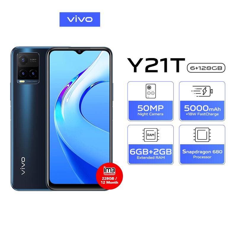 Vivo Y21T [6GB+128GB] Snapdragon 680 - 50MP Triple Camera - 6.51&quot; IPS LCD - 5000mAh Garansi Resmi Vivo 1 Tahun