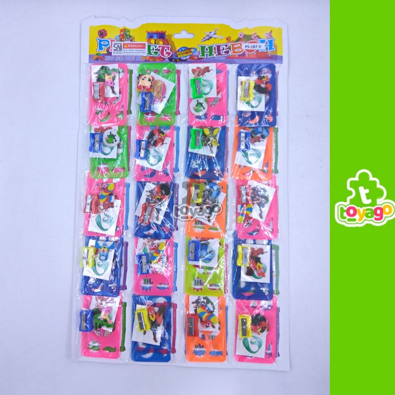 Penggaris Set 4 in 1/ Penggaris Set Lembaran isi 20 Pcs Grosir Murah