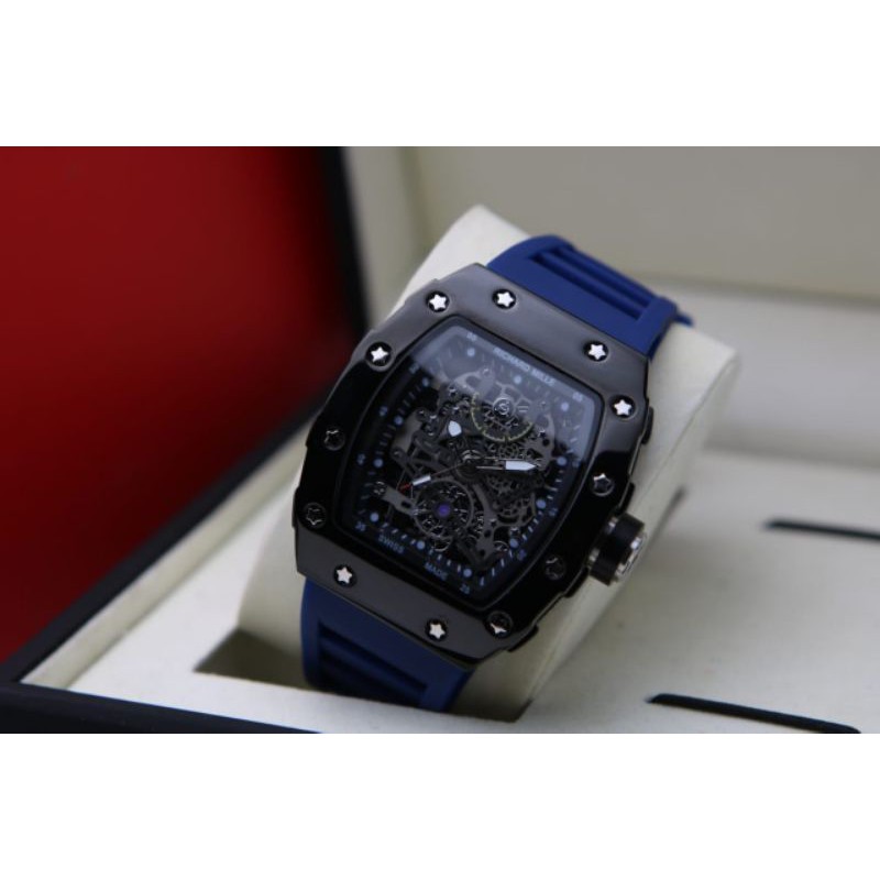 JAM TANGAN COWOK RM RUBBER || DIAMETER 4.5 CM ||