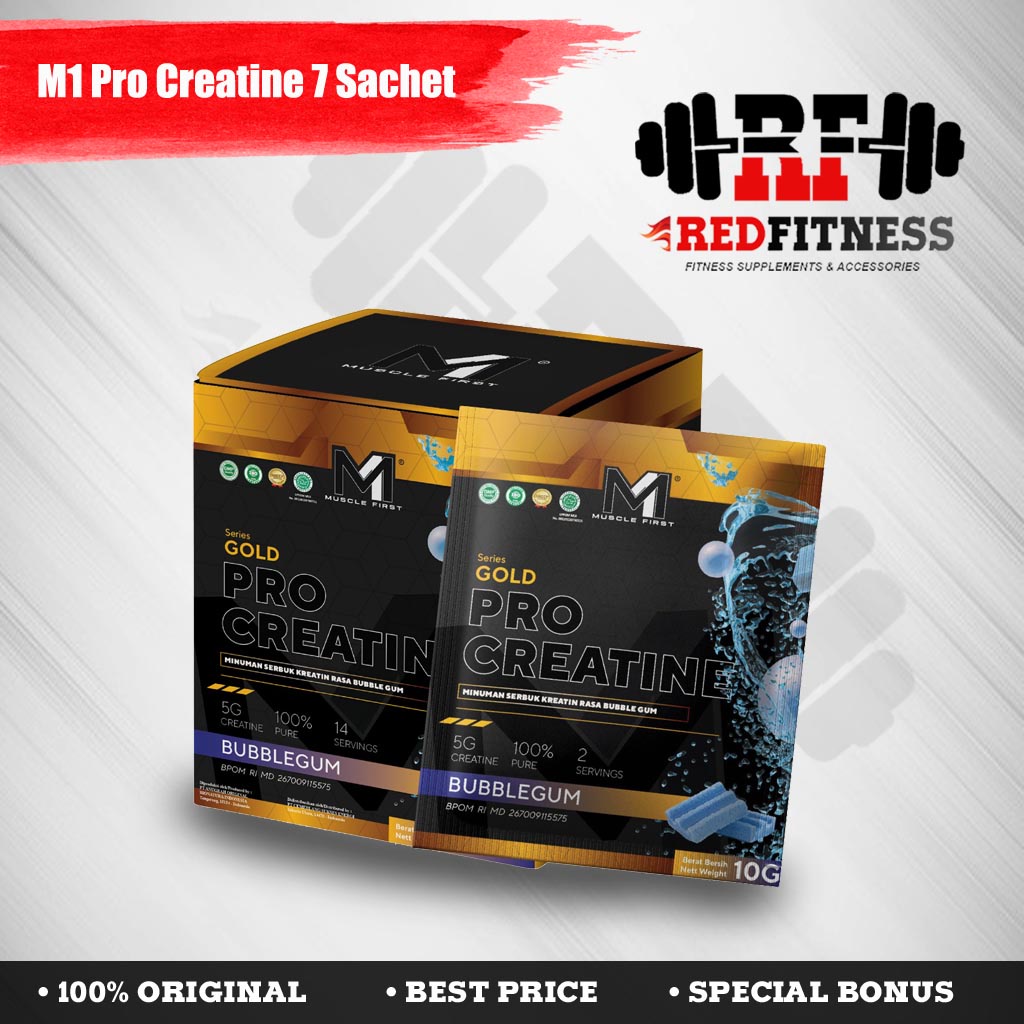 M1 Muscle First Pro Gold Creatine Box Isi 7 Sachet (14 Serving) MuscleFirst Creatine Monohydrate BPOM