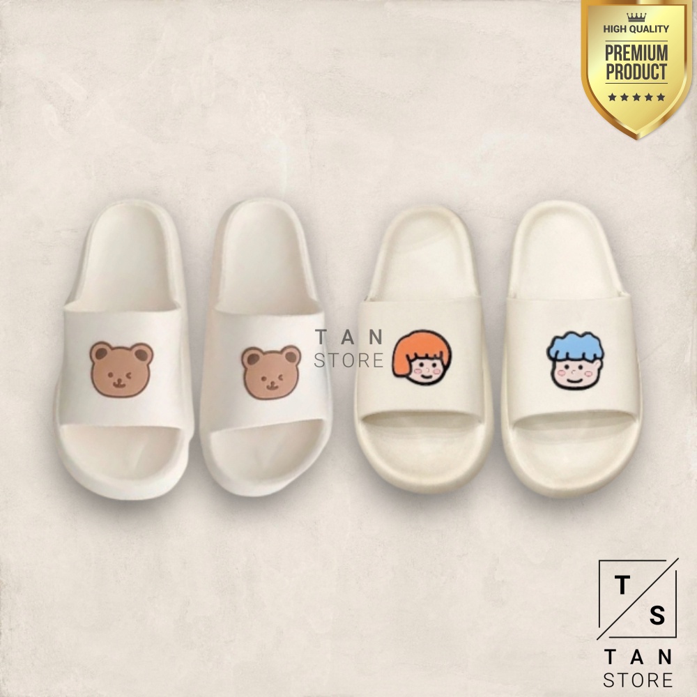 Sandal Karet Slip On Slop Wanita Karakter Lucu Premium