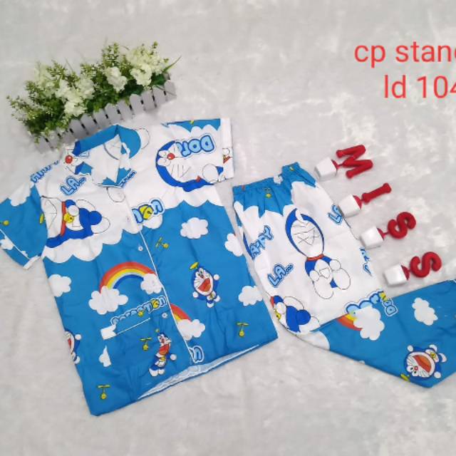 BAJU TIDUR DEWASA /BAJU PIYAMA /CP MOTIF DORAEMON AWAN