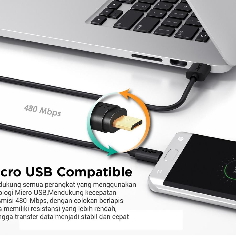 ⋆sah✧OIIS✱ Aukey Cable CB-MD3 Micro USB 2.0 Gold Plate (3Pcs) - 500090 ✱ *v,