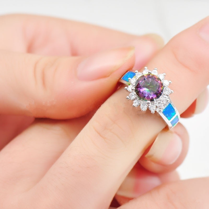 New jewelry classic fashion purple diamond opal female ring ring