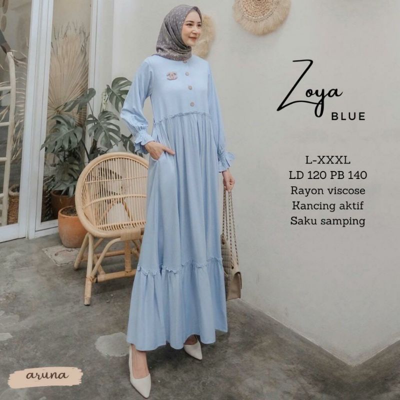 Zoya Long Dress Gamis Rayon Viscose Jumbo Polos Terbaru 2022 Ld 120 Pjg 140 By Aruna