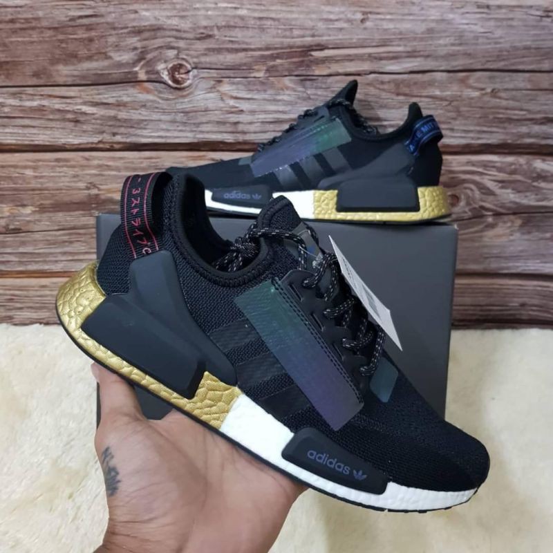 ADIDAS NMD R1 V2 BLACK METALLIC GOLD PREMIUM ORIGINAL QUALITY