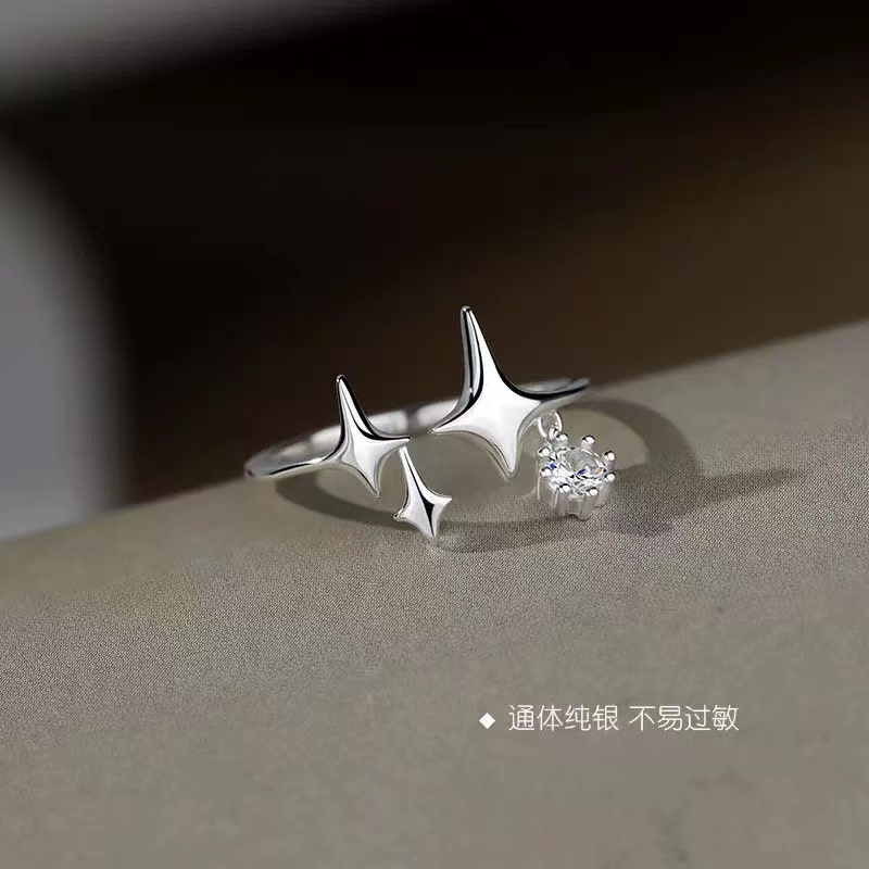 IFYOU Cincin Jari Silver Hias Permata Pink Gaya Vintage Korea Untuk Wanita