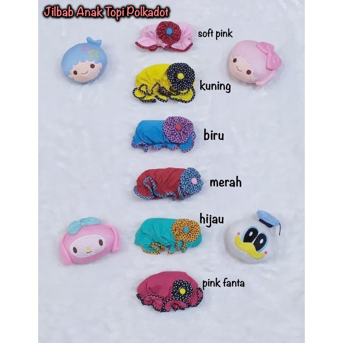 GF Medan - JILBAB ANAK TOPI LIST POLKADOT - Hijab Bayi Instan Murah - Kerudung Baby Instant Polka-1